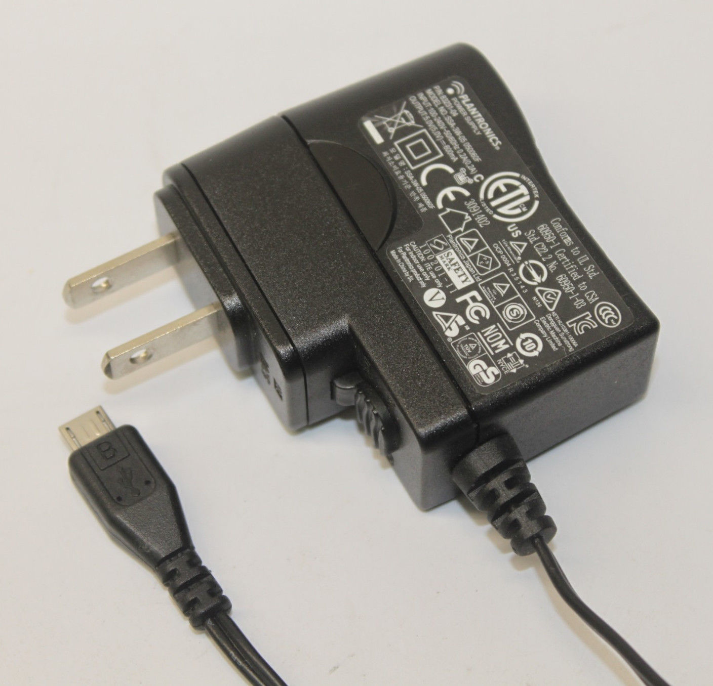 New 5V 600mA Plantronics SSA-3W-05 050060F Micro USB Travel Power Supply Ac Adapter